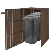 Mülltonnenbox XL aus Metall in Holzoptik braun erweiterbar