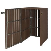 Mülltonnenbox XL aus Metall in Holzoptik braun erweiterbar