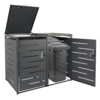Mülltonnenbox XL aus Stahl anthrazit erweiterbar für 2–4 Tonnen