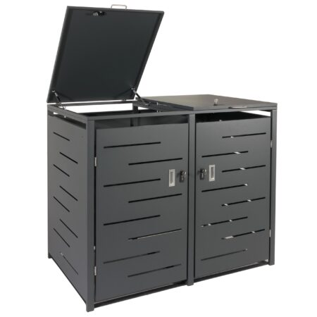 Mülltonnenbox XL aus Stahl anthrazit erweiterbar für 2–4 Tonnen