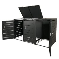 Mülltonnenbox XL aus Stahl anthrazit erweiterbar für 3 oder 6 Tonnen