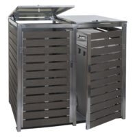 Mülltonnenbox XL aus WPC und Edelstahl anthrazit für 2 bis 4 Tonnen