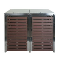 Mülltonnenbox XL aus WPC und Edelstahl anthrazit für 2 bis 4 Tonnen