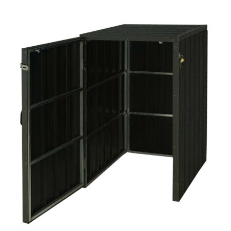 Mülltonnenbox XL anthrazit aus WPC und Metall in Holzoptik erweiterbar