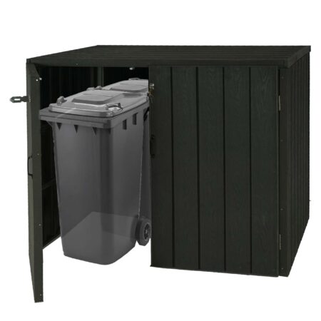 WPC Mülltonnenbox XL anthrazit aus Metall mit Holzoptik erweiterbar