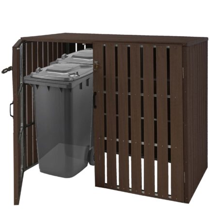 WPC Mülltonnenbox XL braun aus Metall mit Holzoptik erweiterbar