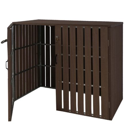 WPC Mülltonnenbox XL braun aus Metall mit Holzoptik erweiterbar