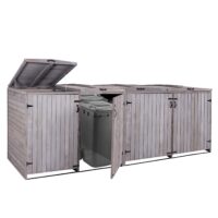 Erweiterbare XXL Mülltonnenbox aus Holz anthrazit-grau für 4–8 Tonnen