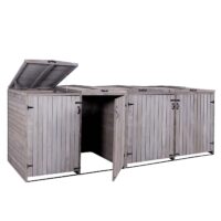 Erweiterbare XXL Mülltonnenbox aus Holz anthrazit-grau für 4–8 Tonnen