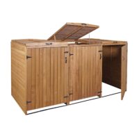 XXL Mülltonnenbox aus Holz braun erweiterbar für 3 oder 6 Tonnen