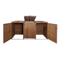 XXL Mülltonnenbox aus Holz braun erweiterbar für 3 oder 6 Tonnen