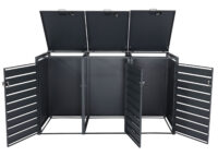 Mülltonnenverkleidung 3er aus Metall anthrazit mit Holzoptik