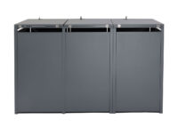 Mülltonnenverkleidung 3er aus Metall anthrazit mit Holzoptik