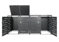 Mülltonnenverkleidung 4er aus Stahl anthrazit erweiterbar wetterfest