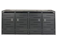 Mülltonnenverkleidung 4er aus Stahl anthrazit erweiterbar wetterfest