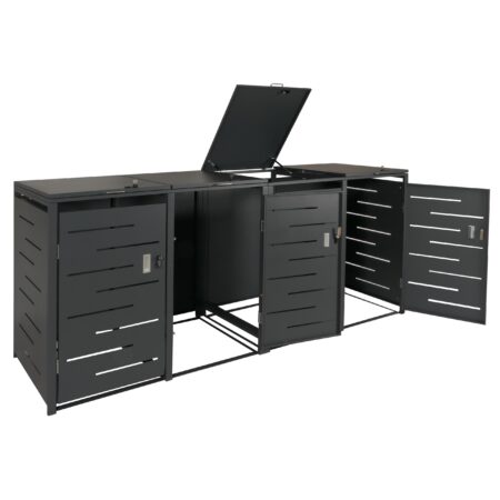 Mülltonnenverkleidung 4er aus Stahl anthrazit erweiterbar wetterfest