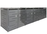 Mülltonnenverkleidung 4er aus Stahl anthrazit erweiterbar wetterfest