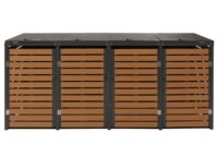 Mülltonnenverkleidung 4er aus WPC und Metall Teak-Optik wetterfest