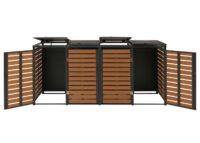 Mülltonnenverkleidung 4er aus WPC und Metall Teak-Optik wetterfest