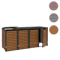 Mülltonnenverkleidung 4er aus WPC und Metall Teak-Optik wetterfest