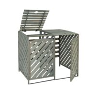 Große Mülltonnenverkleidung aus Holz grau erweiterbar MVG-zertifiziert