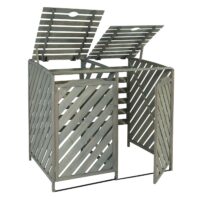 Große Mülltonnenverkleidung aus Holz grau erweiterbar MVG-zertifiziert