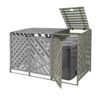 Mülltonnenverkleidung XL aus Holz grau für 1 bis 2 Tonnen 120x68x98 cm