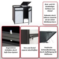 Mülltonnenverkleidung aus Metall anthrazit-marmor erweiterbar