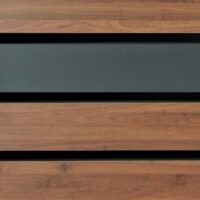 Mülltonnenverkleidung aus Metall anthrazit in Kirsch-Holzoptik dunkelbraun