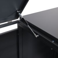 Mülltonnenverkleidung XL aus Metall anthrazit mit Holzoptik für 2 bis 4 Tonnen