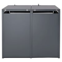 Mülltonnenverkleidung XL aus Metall anthrazit mit Holzoptik für 2 bis 4 Tonnen