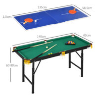 2-in-1 Multigame Spieletisch für Tischtennis und Billard, idealer Spieltisch für Kinder und Erwachsene.