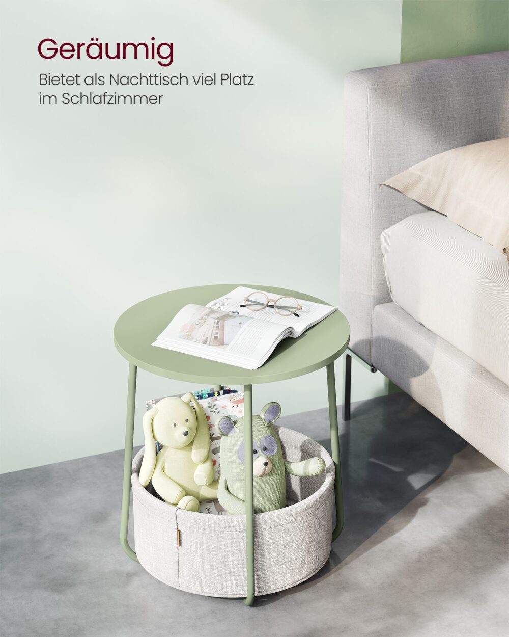 Nachttisch Beistelltisch Grün-Weiss.