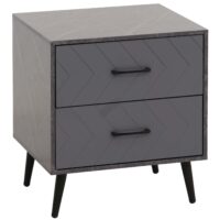Nachttisch Beistelltisch Schublade Fischgrätenmuster 55x48x40cm Marmor-Optik grau