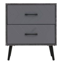 Nachttisch Beistelltisch Schublade Fischgrätenmuster 55x48x40cm Marmor-Optik grau