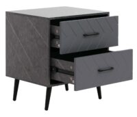 Nachttisch Beistelltisch Schublade Fischgrätenmuster 55x48x40cm Marmor-Optik grau