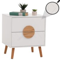 Nachttisch Kommode Beistelltisch Fischgrätenmuster Schublade 55x48x40cm weiss