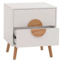 Nachttisch Kommode Beistelltisch Fischgrätenmuster Schublade 55x48x40cm weiss