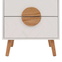Nachttisch Kommode Beistelltisch Fischgrätenmuster Schublade 55x48x40cm weiss