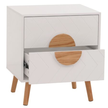 Nachttisch Kommode Beistelltisch Fischgrätenmuster Schublade 55x48x40cm weiss