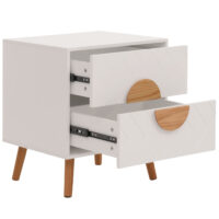 Nachttisch Kommode Beistelltisch Fischgrätenmuster Schublade 55x48x40cm weiss