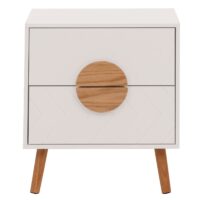 Nachttisch Kommode Beistelltisch Fischgrätenmuster Schublade 55x48x40cm weiss