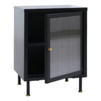 Nachttisch Beistelltisch Industrial Staufächer Metall Schilfglas 55x41x41cm schwarz