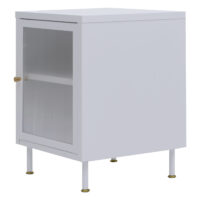 Nachttisch Beistelltisch Industrial Staufächer Metall Schilfglas 55x41x41cm weiss