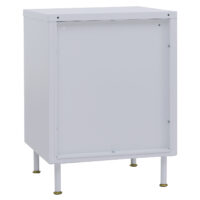 Nachttisch Beistelltisch Industrial Staufächer Metall Schilfglas 55x41x41cm weiss