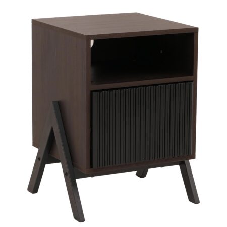 Nachttisch Kommode Beistelltisch Schublade MDF Metall 59x40x40cm Walnuss-Optik