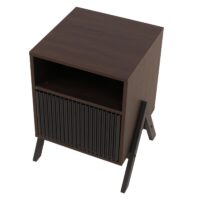 Nachttisch Kommode Beistelltisch Schublade MDF Metall 59x40x40cm Walnuss-Optik