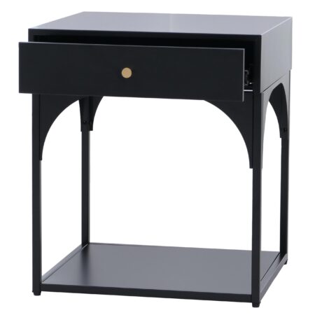 Nachttisch Kommode Beistelltisch Schublade Metall 50x43x41cm schwarz