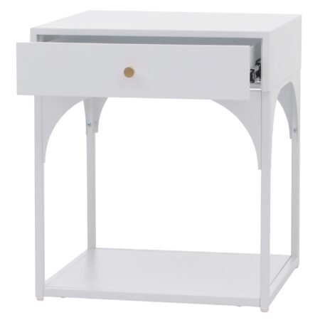 Nachttisch Kommode Beistelltisch Schublade Metall 50x43x41cm weiss