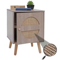 Nachttisch Kaffeetisch Beistelltisch Kubu Rattan Eiche-Optik 56x40x40cm